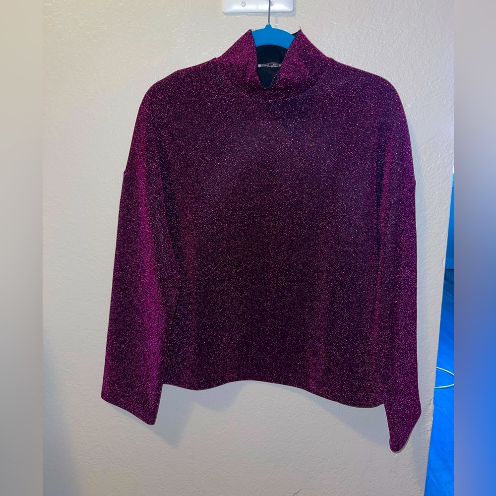 Zara Trafaluc metallic turtleneck magenta size S